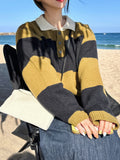 Bold stripe collar knit