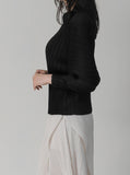 [Premium] Pleated Polum High Neck T-Shirt