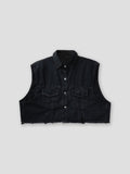 DISCERNMENT's made denim crop vest