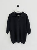 SS Non-Button Balloon PK Collar Knit