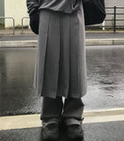 PLEATS WRAP BUTTON SKIRT