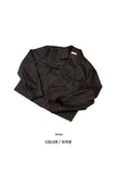 Leaf Pocket Crop Leather Jacket