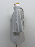 Balloon Tie Mock Neck Half Blouse