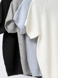 Whole Garment Half Neck Short Sleeve Knit