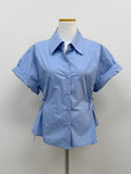 [short-sleeve ver] Ribbon Poplin Loose Fit Shirt