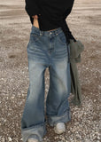 CUFFED WIDE DENIM PANTS