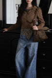 Crack leather brown shoulder bag