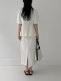 Lauder linen H-line long skirt
