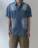Uncle Patch Short Sleeve Denim Shirt