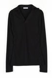 Slim long collar T-shirt