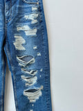 Destroyed washing latex denim
