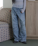 Root wide stud denim