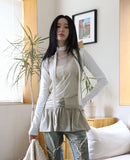 Pearling mesh flare sleeveless