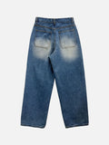 Typing Lettering Snap Denim Pants
