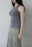Pigment washing ribbed sleeveless