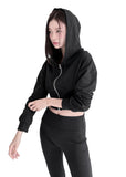 CUT LINE CROP HOODIE