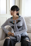 Knee slit strap denim