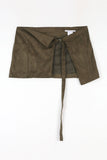 Suede layered wrap skirt