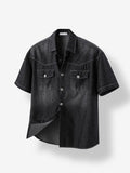Leaf Snap Short Sleeve Denim Shirt