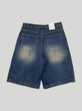 Deep Tuck Brush Bermuda Denim