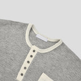 Ruin Tone-On Fingerhole Henley Neck Knit