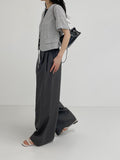 Color matching low strap wide slacks