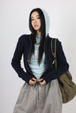 Basic ribbed knit zip-up