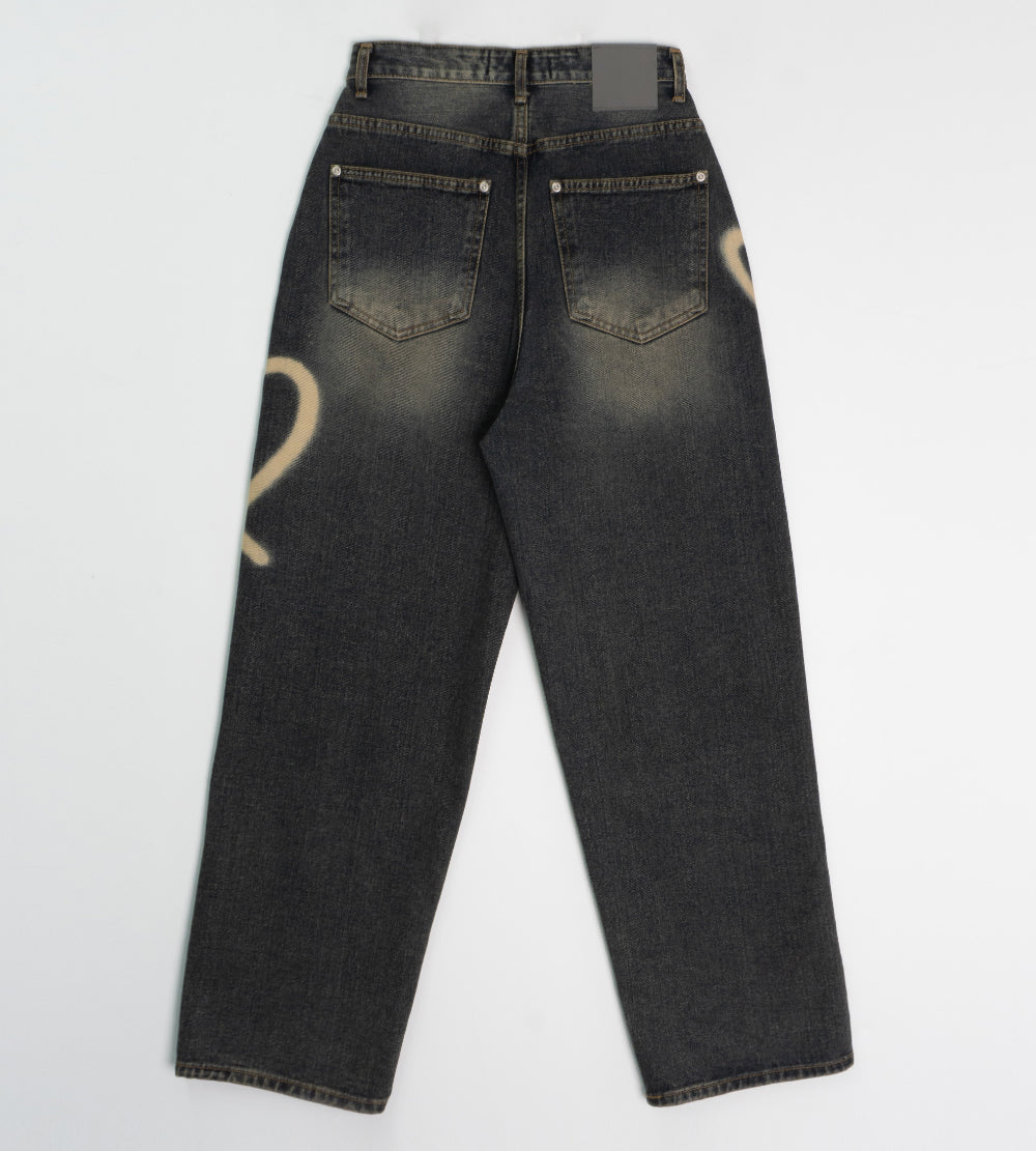 【WOOHWA】SWAY HEART DENIM PT WOOHWA (ウーファ) - スウェイハートデニムパンツ / SWAY HEART