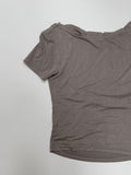 Draped Boat Neck Short Sleeve T-Shirt