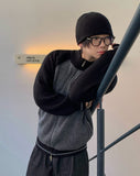 Non-mix Raglan Varsity Knit Zip-up