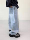 Oil wave denim pants