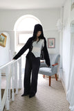 Tone-on tassel black denim