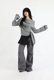Clio wrap diagonal knit top