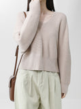 [Premium] Whole garment alpaca V-neck knitwear