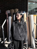BLACK BUTTON SHORT COAT