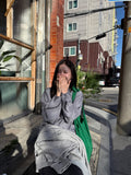 BUTTONNECK SHIRRING BLOUSE
