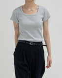 Ravi Ribbed Square Neck Short Sleeve T-Shirt