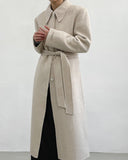[Wool 90%] Big collar robe handmade long coat