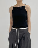 Boat Neck Square Ribbed Sleeveless