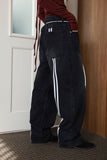 Track two-line denim pants