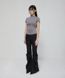 Asymmetrical Draped Mock Neck T-Shirt
