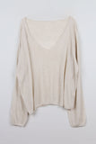 Loose fit linen V-neck knit