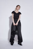 black washing wide jeans