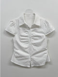 Wonder Shirring Cap Short Sleeve Blouse