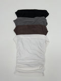 Shirring one off-shoulder T-shirt