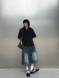 Grayish Washing Bermuda Denim
