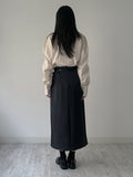 [Winter version] Pencil long pleated skirt