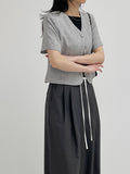 Color matching low strap wide slacks