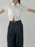 Epee Two-Way Zip-Up Crop Shirt