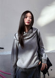 DRAPE NECK KNIT HOODIE